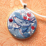 RSN Exclusive: Hand Embroidered Strawberry Thief Necklace by Marg Dier