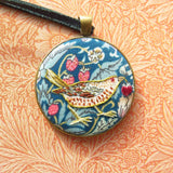 RSN Exclusive: Hand Embroidered Strawberry Thief Necklace by Marg Dier