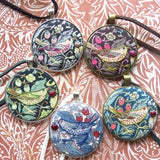 RSN Exclusive: Hand Embroidered Strawberry Thief Necklace by Marg Dier