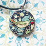 RSN Exclusive: Hand Embroidered Strawberry Thief Necklace by Marg Dier