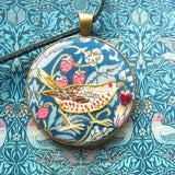 RSN Exclusive: Hand Embroidered Strawberry Thief Necklace by Marg Dier