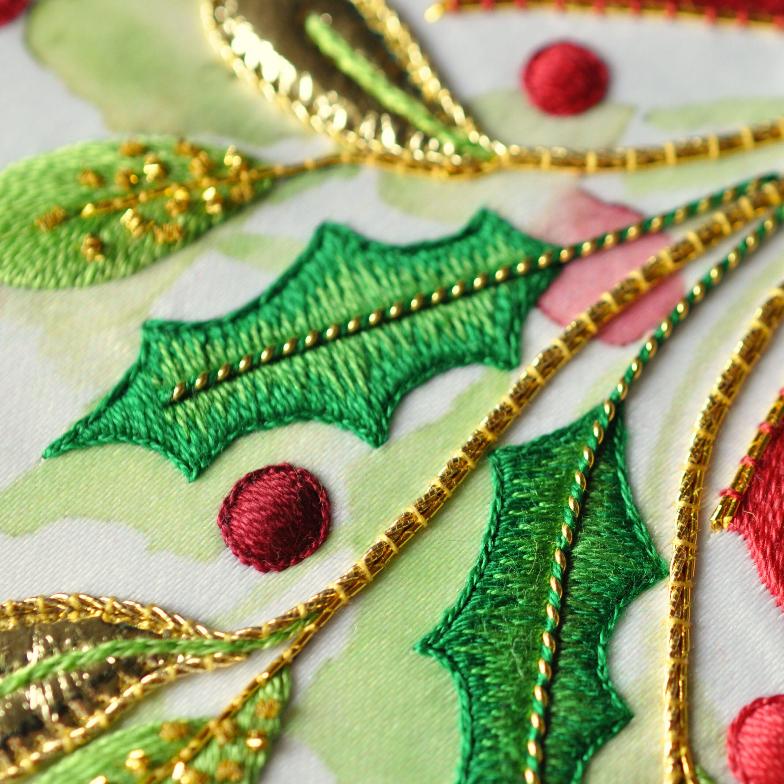 Goldwork And Silk Shading Christmas Spray