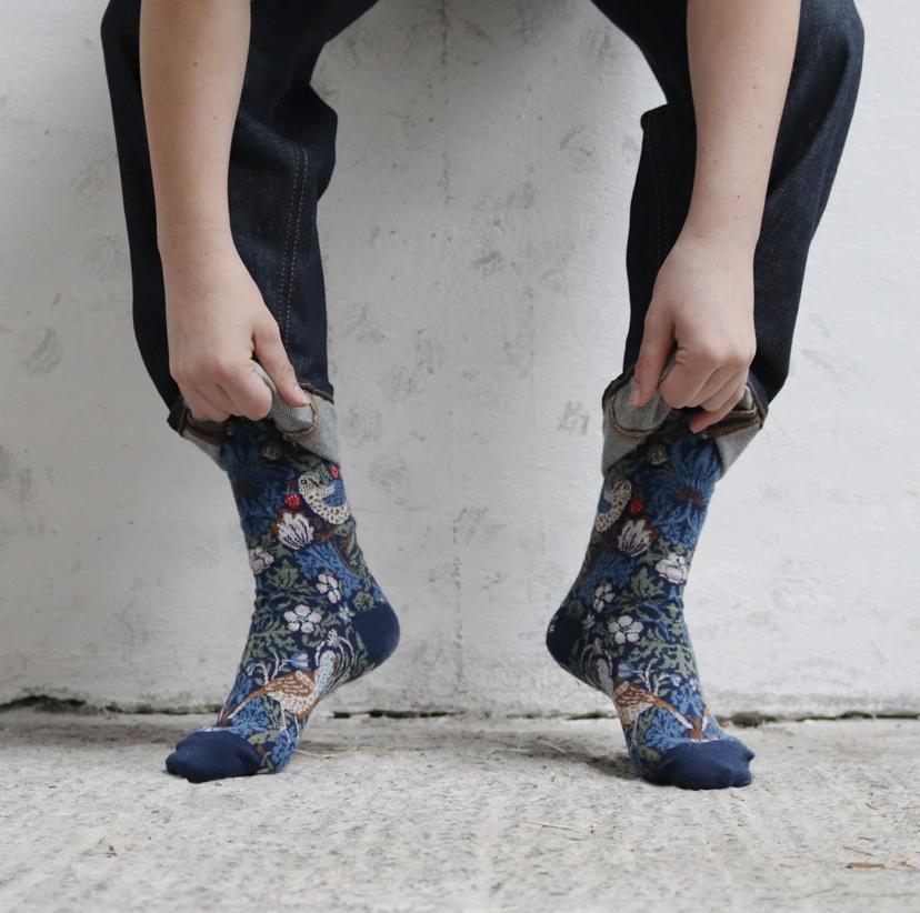 William Morris Strawberry Thief 1883 Socks