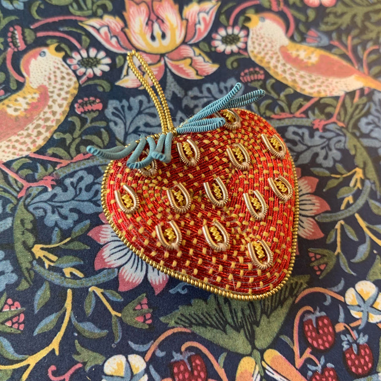 William Morris Inspired Strawberry Brooch
