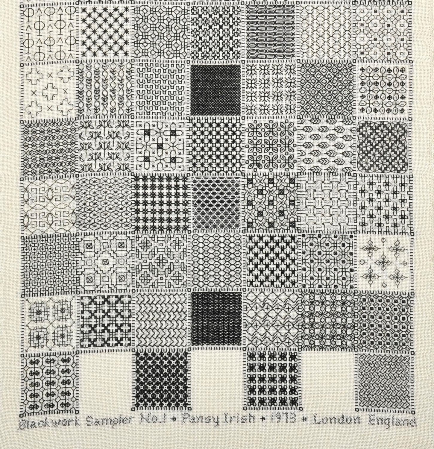 Blackwork Stitch Sampler Greetings Card