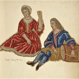 Canvaswork Figures in petit Point Greetings Card