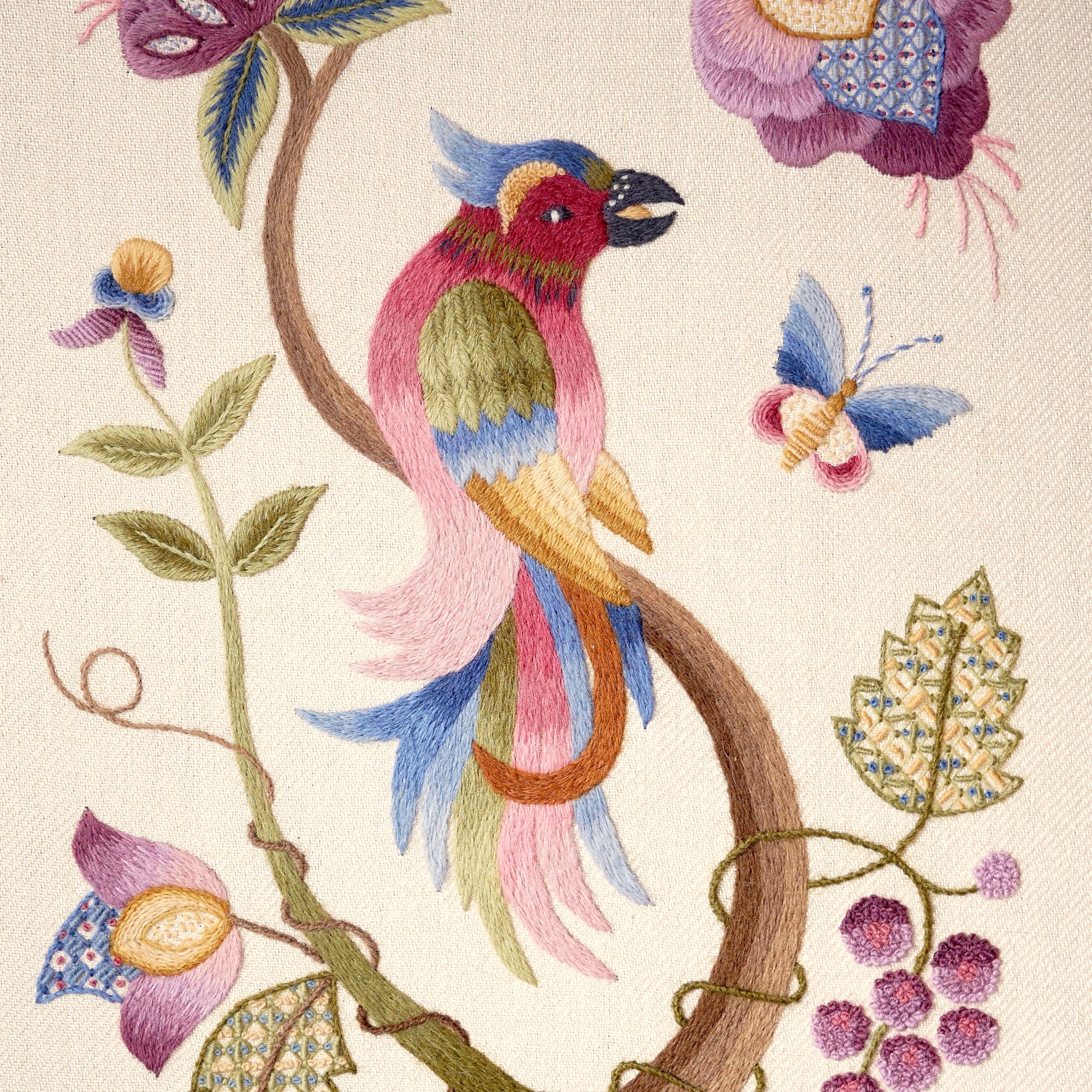 Five-day Crewelwork embroidery project using Appletons crewel wools and traditional hand embroidery techniques