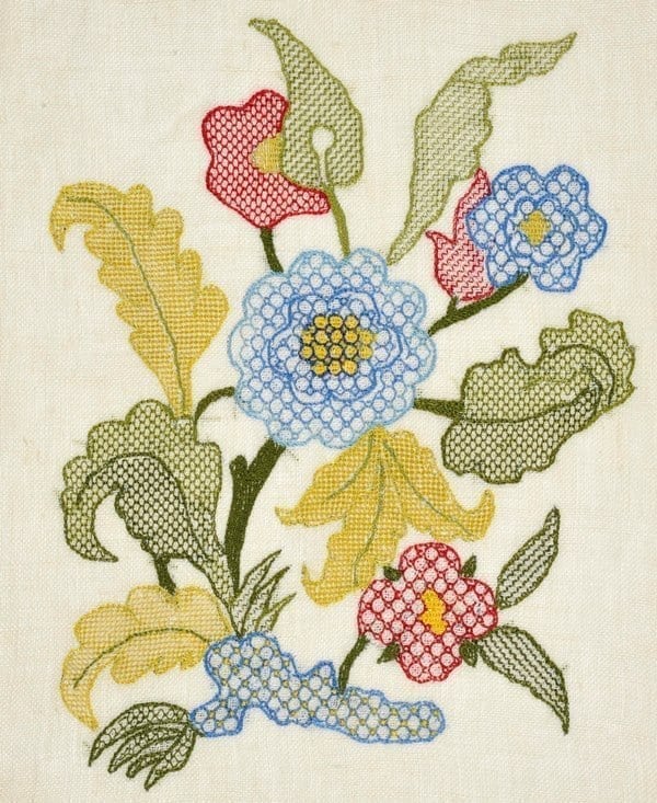 Coloured Whitework Greetings Card