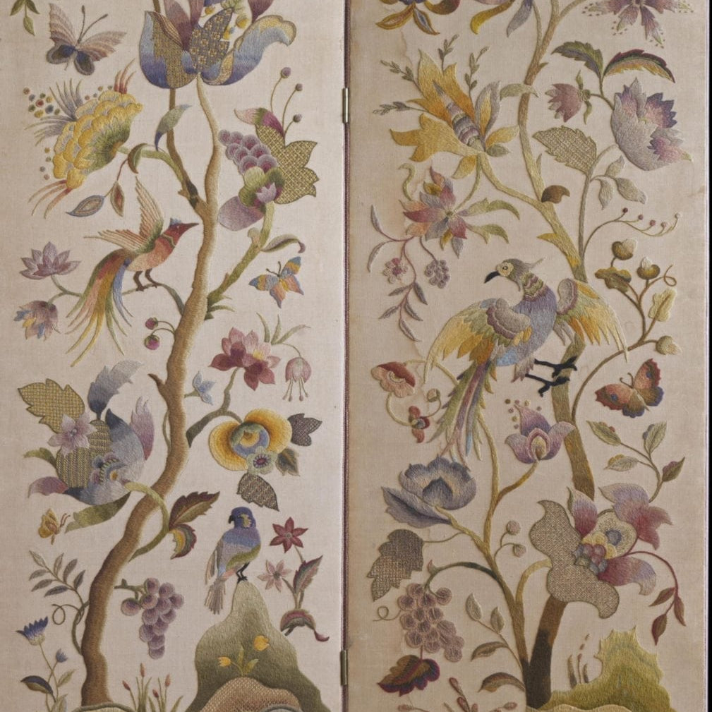 Crewelwork Screen Double Greetings card