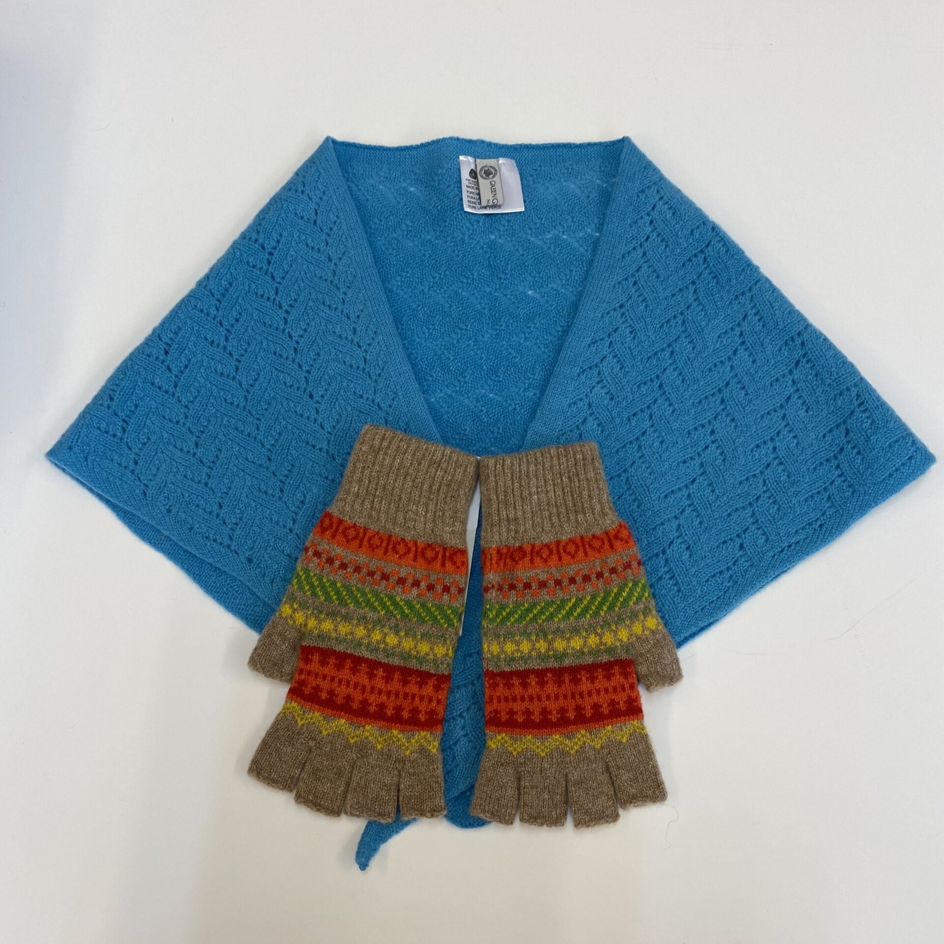 Coming Soon Fairisle Pure New Wool Fingerless Gloves made in Scotland