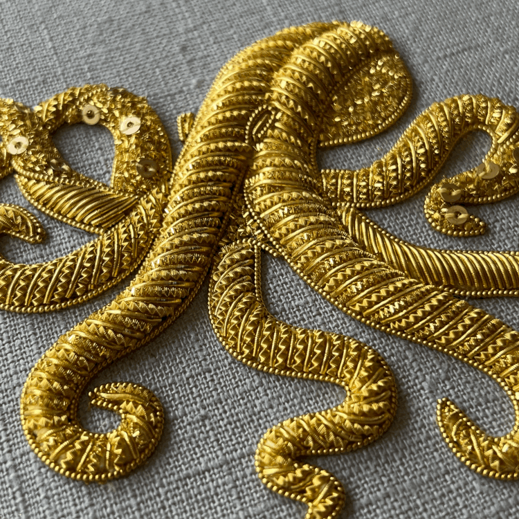 Exclusive to the RSN Goldwork Octopus Embroidery Kit