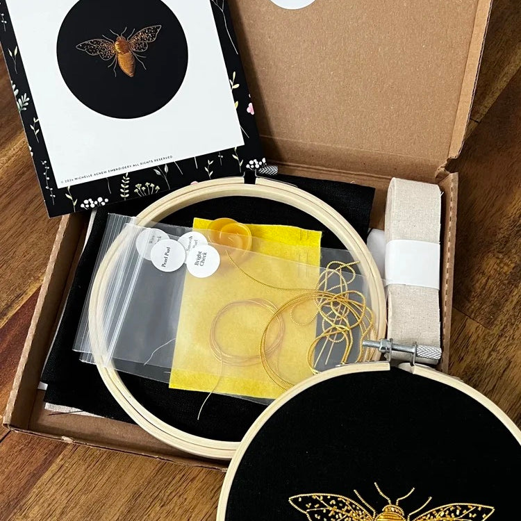 Exclusive to the RSN Goldwork Bumble Bee  Embroidery Kit