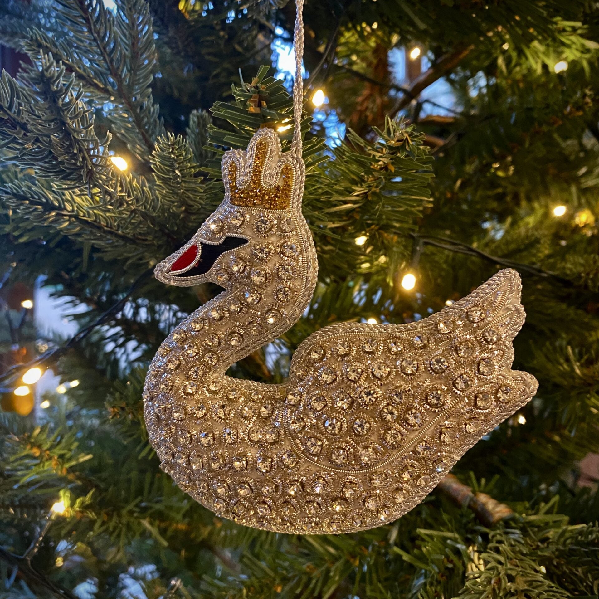 Crystal Encrusted Swan Decoration