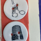 Set of 5 Handmade Porcelain Buttons