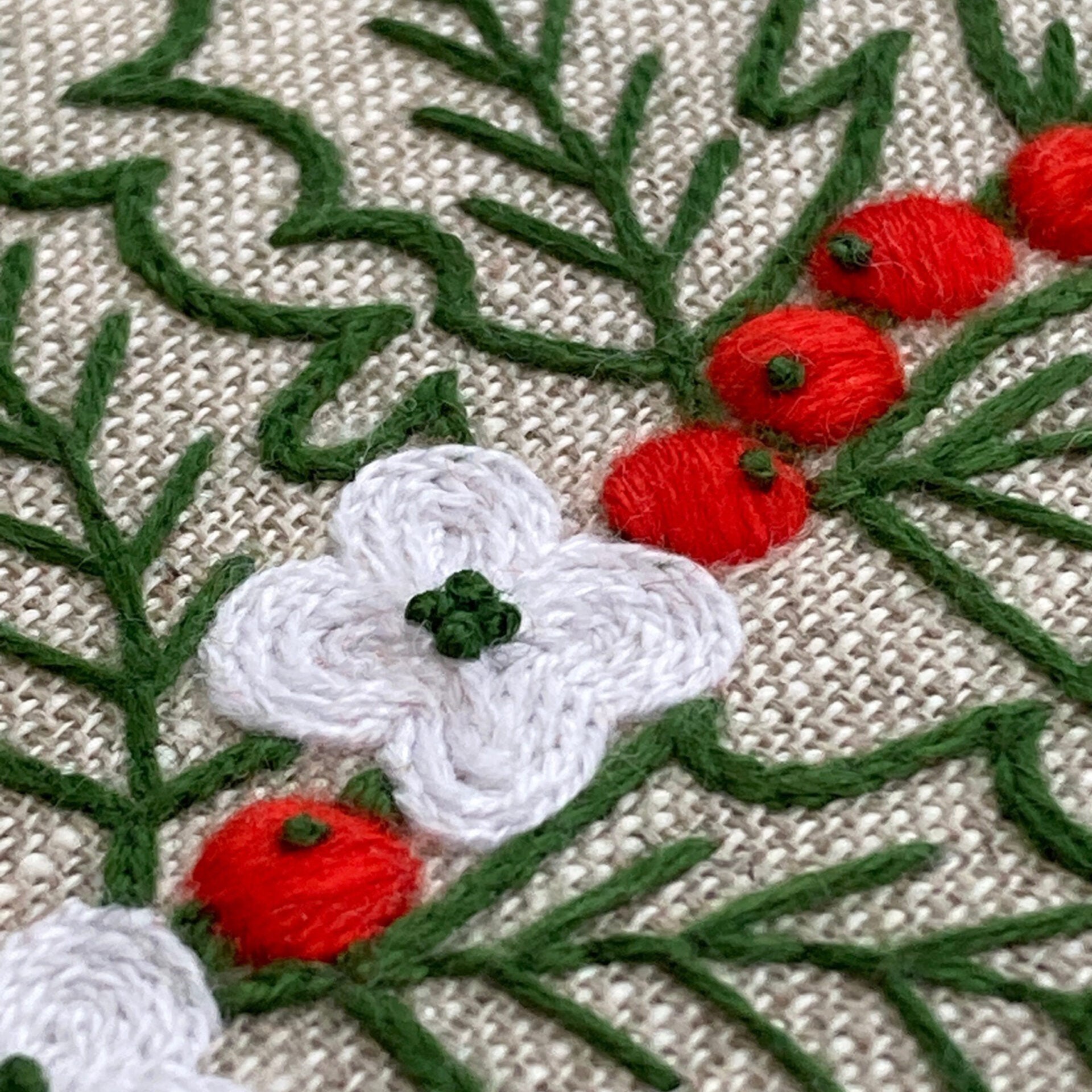 RSN A Year in Flowers: December - Holly Embroidery Kit by Natalie Rowe