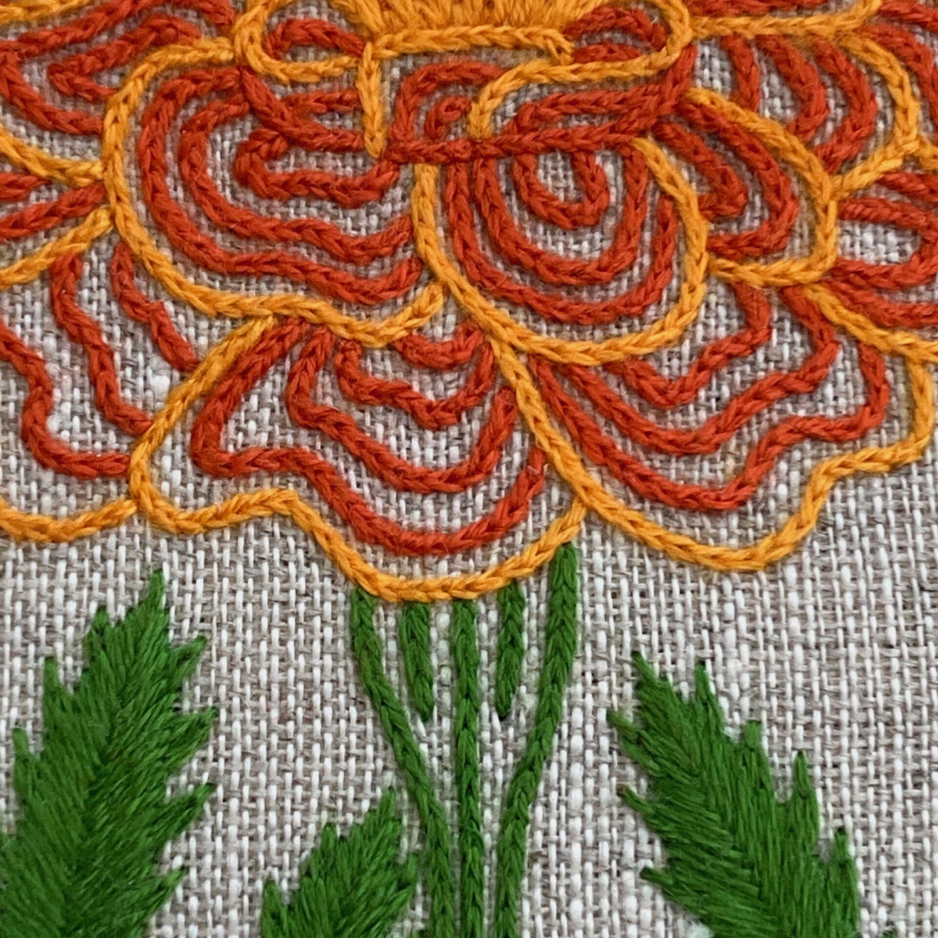 RSN A Year in Flowers: October - Marigold Embroidery Kit by Natalie Rowe