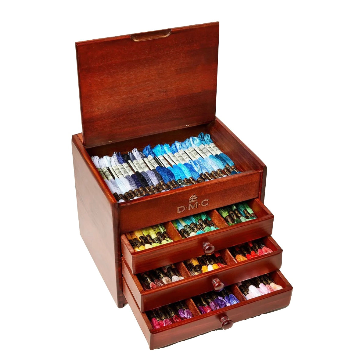 DMC Vintage Wooden Chest and 120 mouliné skeins