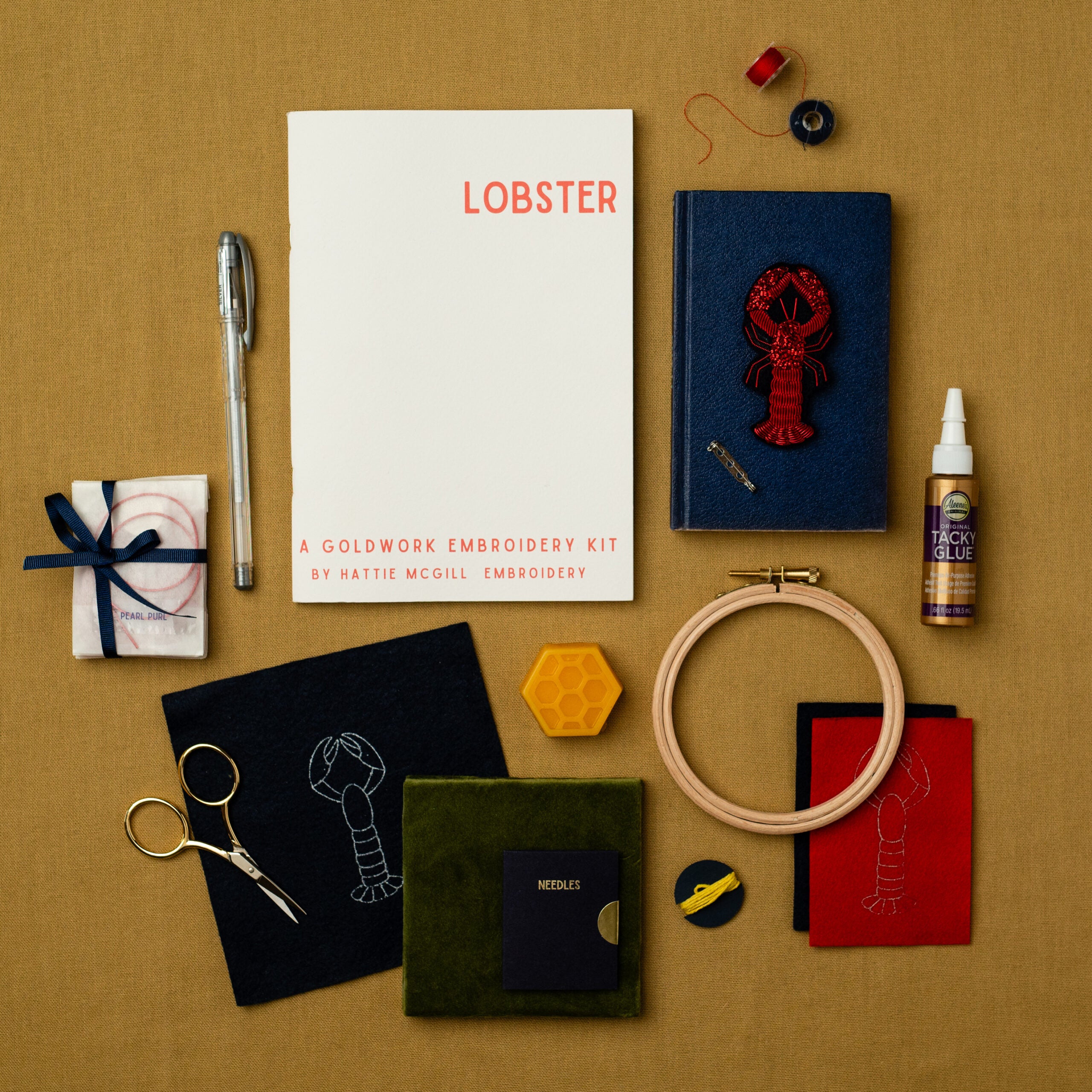 Goldwork Lobster Embroidery Kit By Hattie McGill
