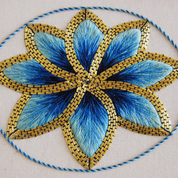 Jessica Aldred – Goldwork & Silk Shading- Blue Mosaic