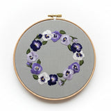 Pansy Wreath Embroidery Kit by Sarah Smith