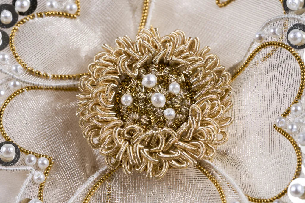 Contemporary 3D Flower in Raised Work and Goldwork