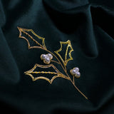 Holly & Berries in Goldwork Embroidery