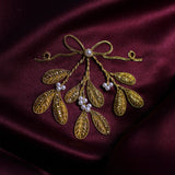 Mistletoe in Goldwork Embroidery