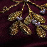 Mistletoe in Goldwork Embroidery