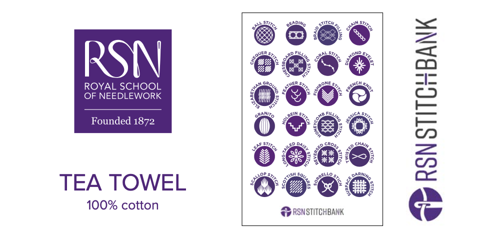Royal School of Needlework Stitch Bank Cotton Tea Towel