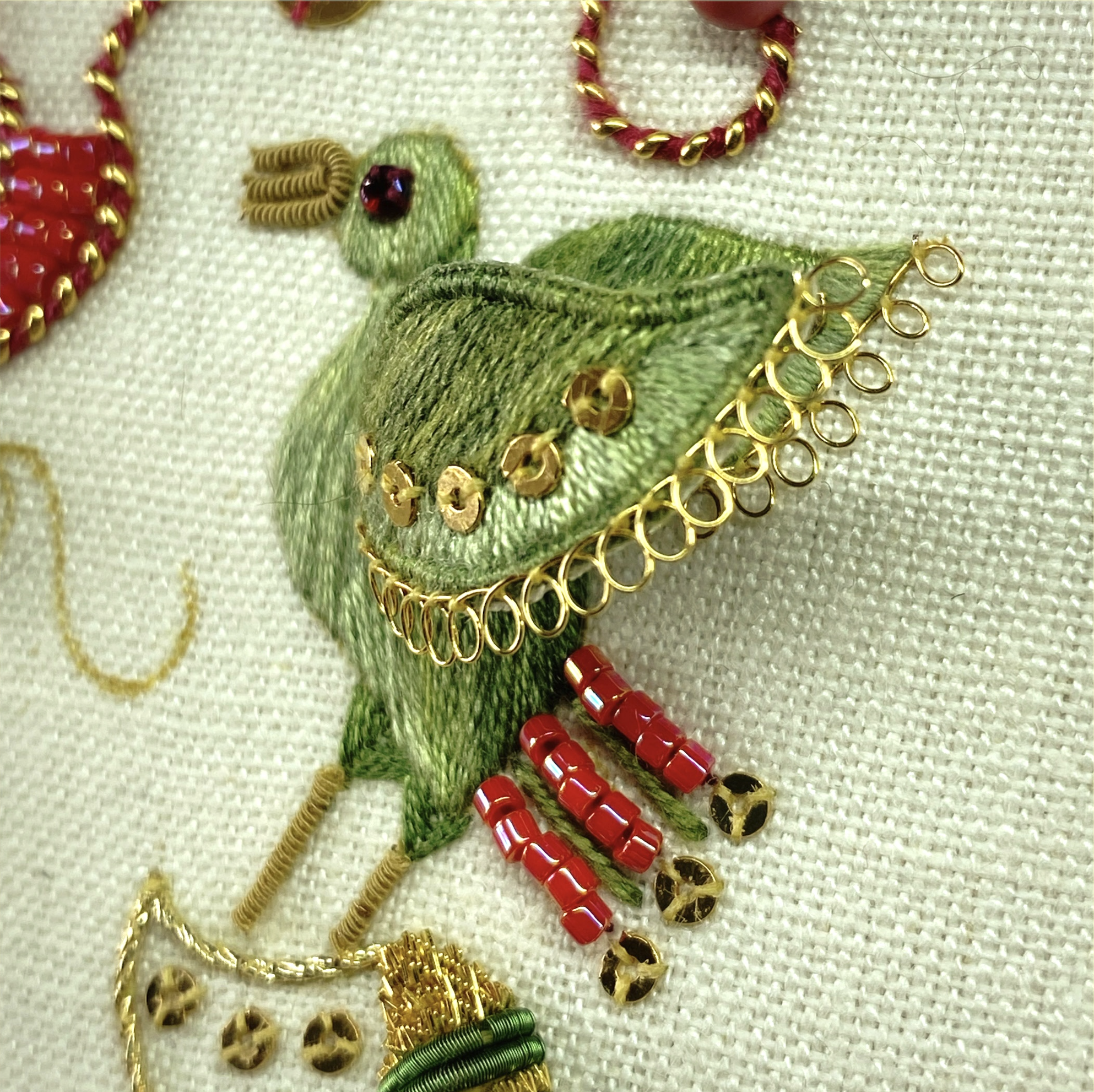 RSN Exclusive Green Fire Bird Stumpwork Embroidery Kit