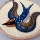 Silk and Metal Thread Swallow Embroidery Kit
