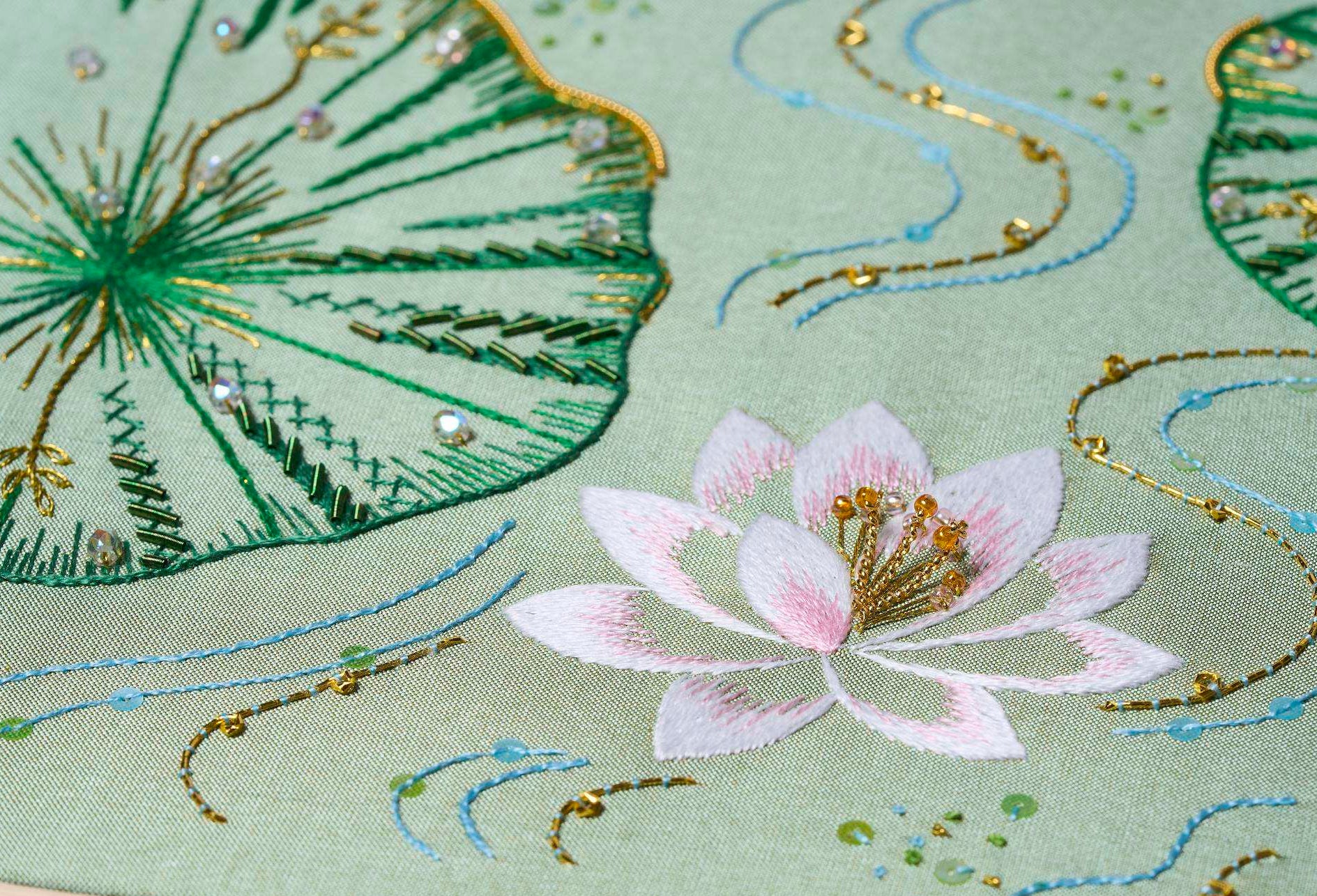 Waterlily in Contemporary Embroidery