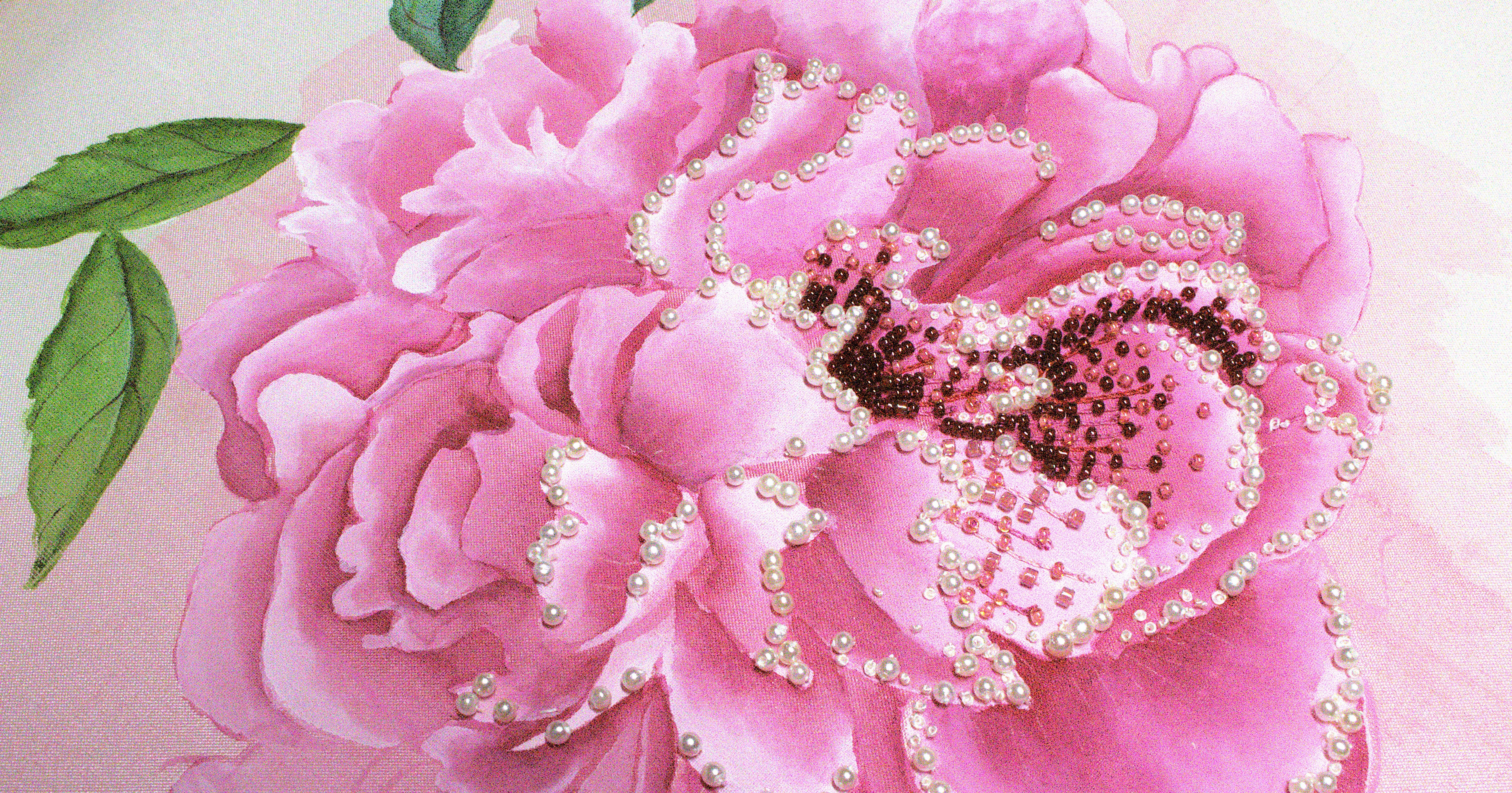 Peony in Silk Painting and Hand Beading with Charlotte Krone