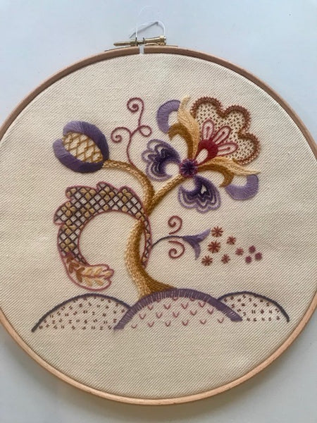 Jacobean Crewelwork: 'Curly Leaf' by Helen McCook